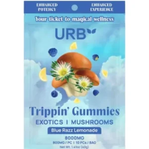 Blue Razz Lemonade URB Trippin’ Mushroom Gummies 8000mg 10ct