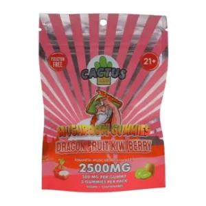 Dragon Fruit Kiwi Berry Cactus Labs Amanita Muscara Mushroom Gummies 2500mg