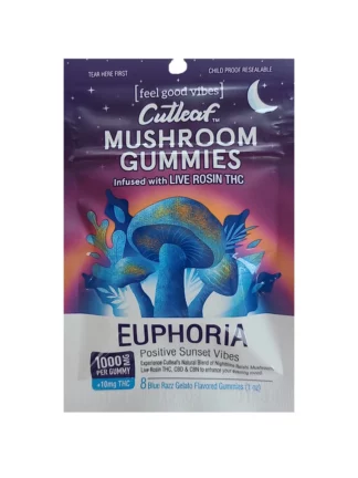 Sunset Blue Razz Gelato Cutleaf Euphoria Mushroom Gummies 1000mg