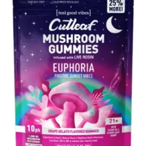 Grape Gelato Cutleaf Euphoria Mushroom Gummies 1000mg 10ct