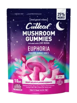 Grape Gelato Cutleaf Euphoria Mushroom Gummies 1000mg 10ct