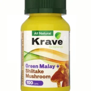 Green Malay Shiitake Mushroom Krave Botanicals Kratom Capsules 100ct