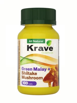 Green Malay Shiitake Mushroom Krave Botanicals Kratom Capsules 100ct
