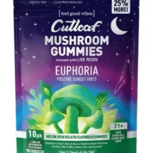 Melon Dew Gelato Cutleaf Euphoria Mushroom Gummies 1000mg 10ct